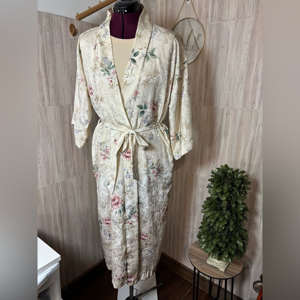 Inner Most Vintage Floral Polyester Robe with Belt Women’s